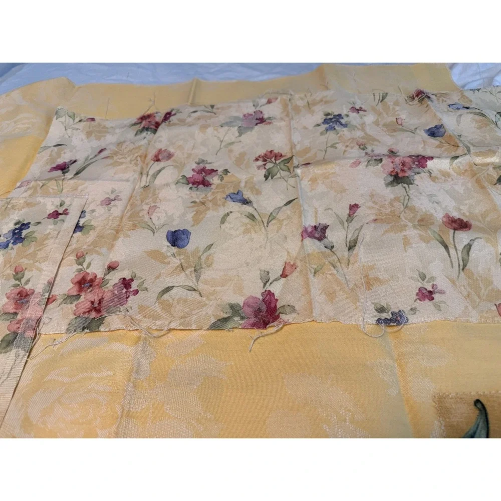 Lot of 6 yellow floral color design fabrics‎ leaves solid quality vintage new